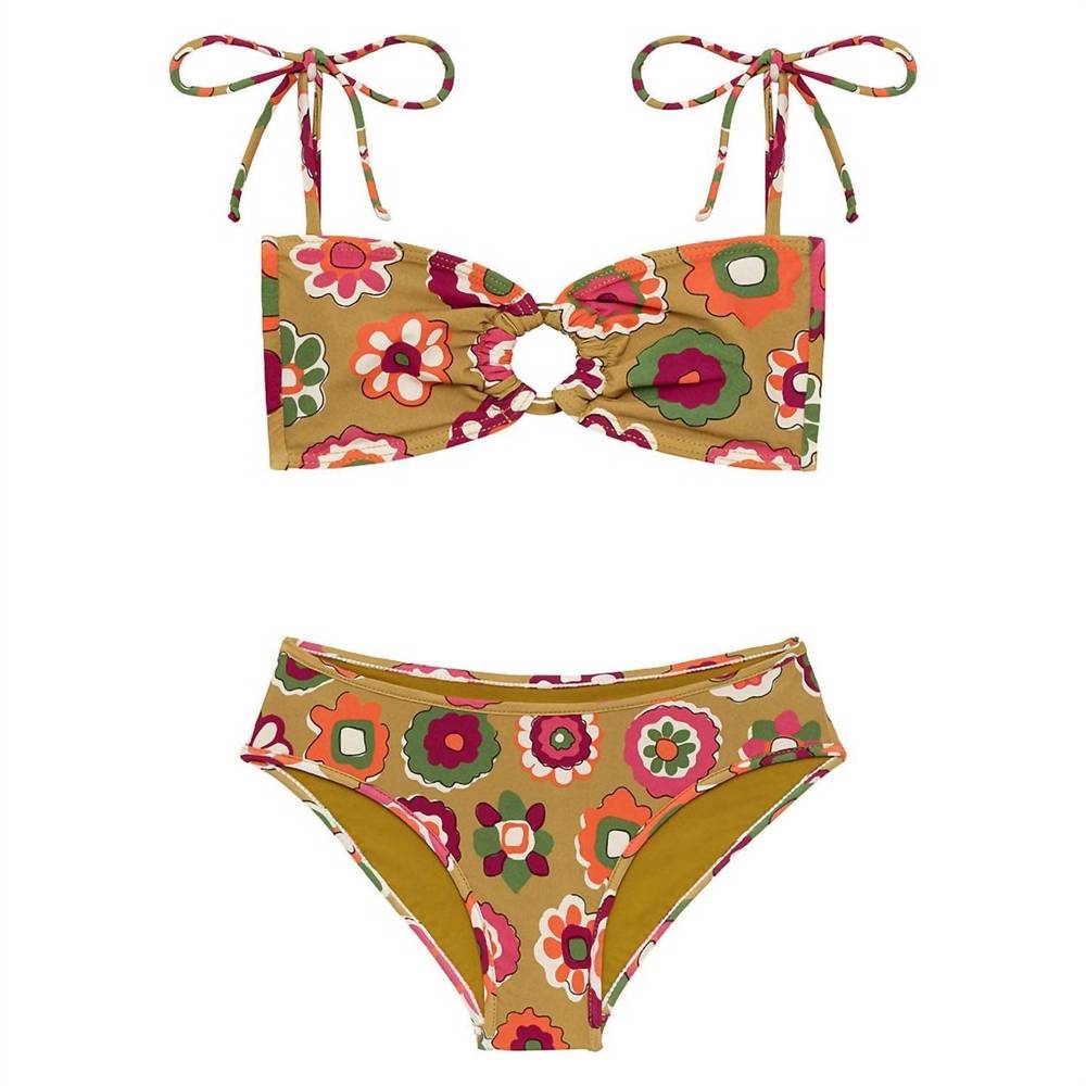 NEW MONTCE girl's floral mini tori bandeau and lulu bikini set in mazzy floral